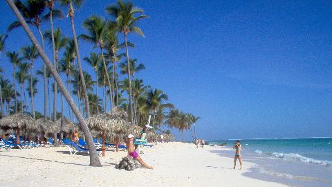 White coral sand beaches of Punta Cana.